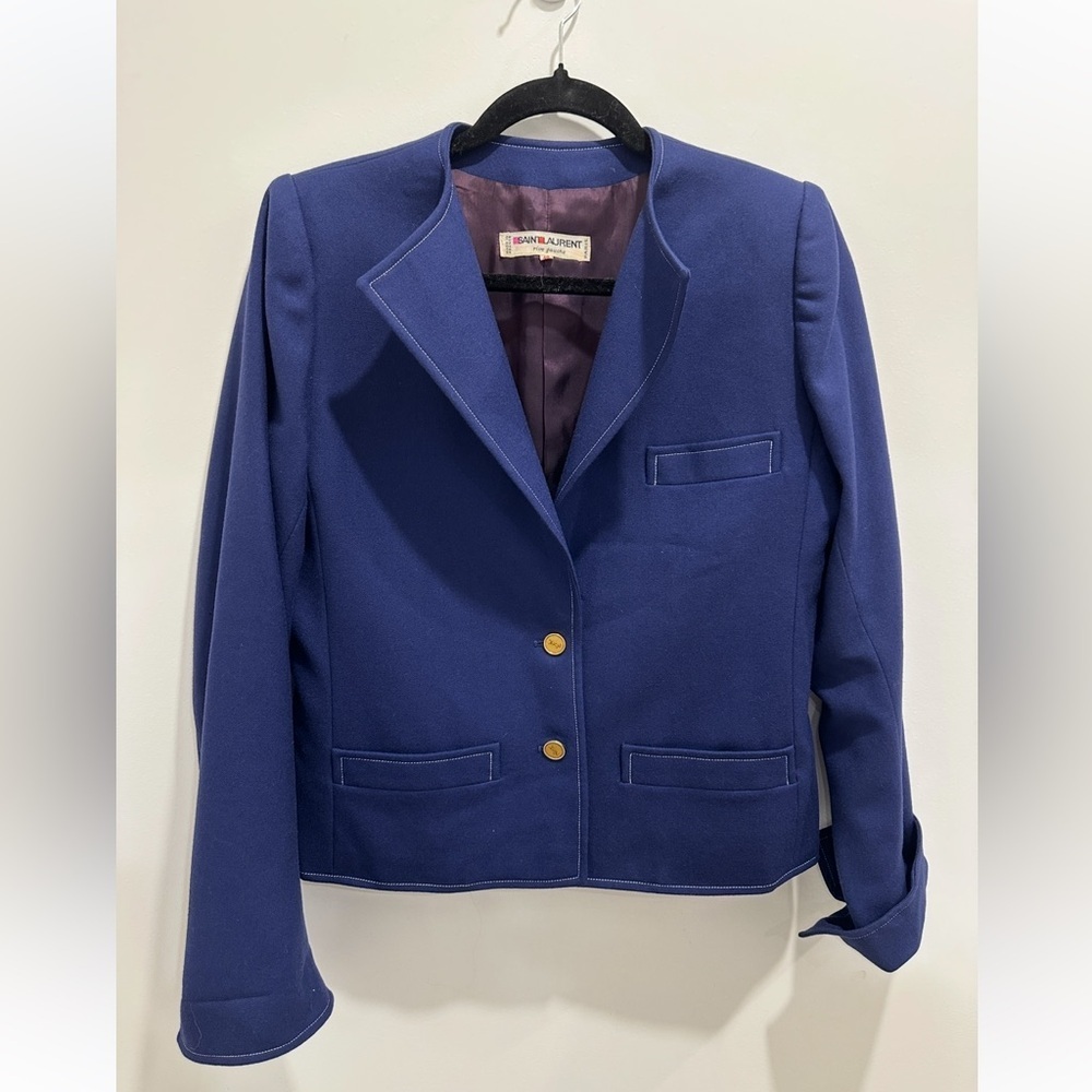 Saint Laurent vintage Elegant Blue Women's Blazer size 40 (small) - Picture 8 of 15